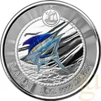 1 Unze Silbermünze Cayman Islands Marlin Speerfisch 2023 - Coloriert