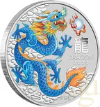 1/2 Unze Silbermünze Australien Lunar III Drache 2024 - blau coloriert