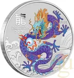 1/2 Unze Silbermünze Australien Lunar III Drache 2024 - lila coloriert
