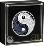 5 Unzen Silbermünze Australien Yin Yang Koi 2024 - polierte Platte - coloriert