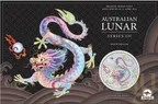 1 Unze Silbermünze Australien Lunar III Drache 2024 ANDA Special weiß coloriert - Coincard
