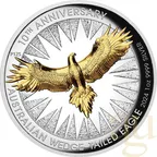 1 Unze Silbermünze Australien Wedge Tailed Eagle 10th Anniversary 2024 High Relief - teilvergoldet