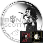 1 Unze Silbermünze Tuvalu Bon Scott 2024 - proof coloriert