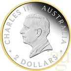 2 Unze Silbermünze Australien 125 Jahre Perth Mint 2024 teilvergoldet - polierte Platte