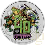 1 Unze Silbermünze Tuvalu Teenage Mutant Ninja Turtles 40th Anniversary 2024 coloriert - Coincard