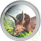 1 Unze Silbermünze Prehistoric Life II - Triceratops 2024 coloriert