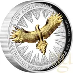 1 Unze Silbermünze Australien Wedge Tailed Eagle 10th Anniversary 2024 High Relief - teilvergoldet