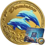 1 Unze Goldmünze EC8 Dominica - Delfin 2023 - coloriert