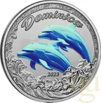 1 Unze Silbermünze EC8 Dominica - Delfin 2023 - coloriert
