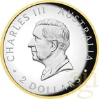 2 Unzen Silbermünze Australien Kookaburra 2024 teilvergoldet - polierte Platte - High Relief