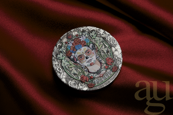 2 Unzen Silbermünze Tuvalu Frida Kahlo 2024 Antik Finish - coloriert