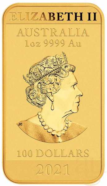 1 Unze Goldmünze Perth Mint - Rectangular Dragon 2021