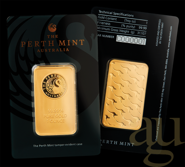 31,1 Gramm Goldbarren Perth Mint - Känguru