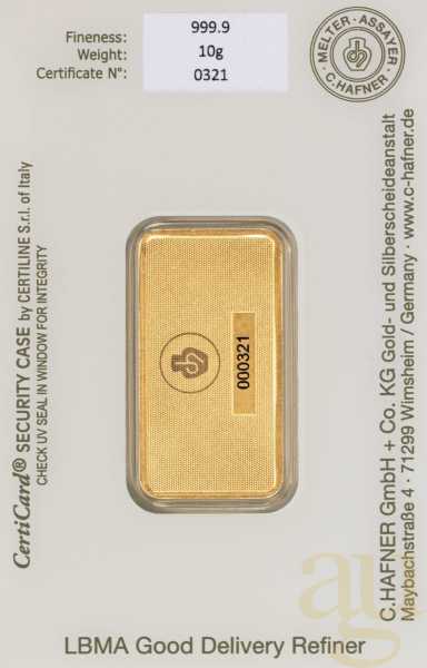 10 Gramm Goldbarren C. Hafner