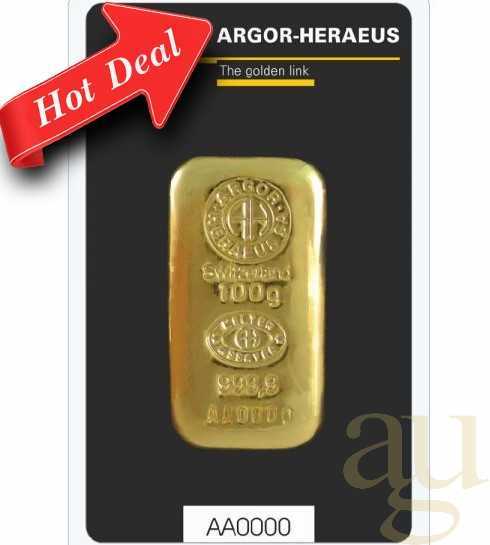100 Gramm Goldbarren Argor Heraeus Gussbarren