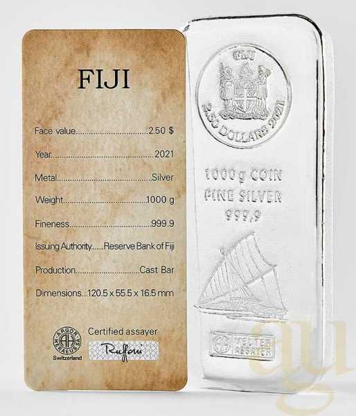1 Kilogramm Silber Argor Heraeus Fiji Münzbarren