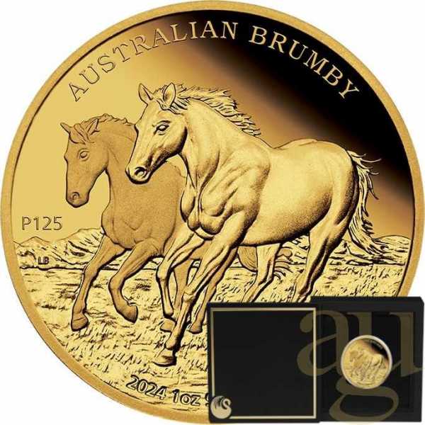 1 Unze Goldmünze Australien Brumby 2024 - polierte Platte