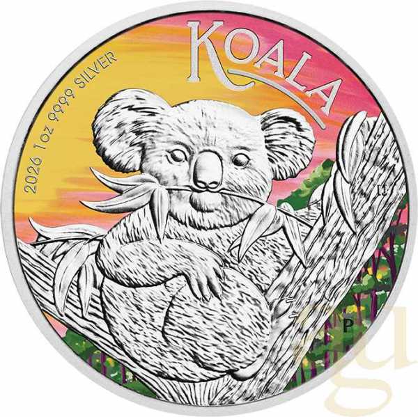 1 Unze Silbermünze Australien Koala 2026 ANDA Special coloriert - Coincard