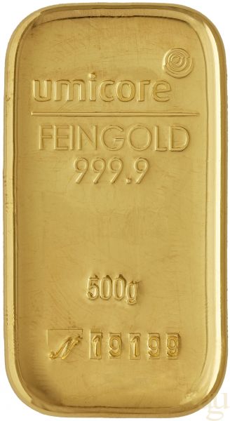 500 Gramm Goldbarren Umicore