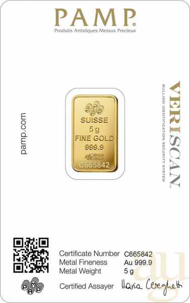 5 Gramm Goldbarren PAMP Fortuna