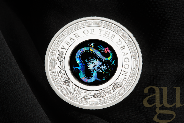 1 Unze Silbermünze Australien Lunar III Opal Drache 2024 - polierte platte