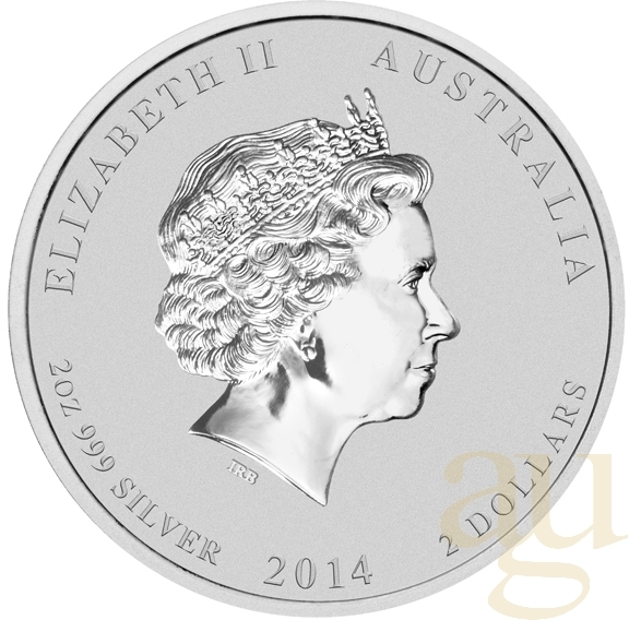 2 Unzen Silbermünze Australien Lunar II Pferd 2014
