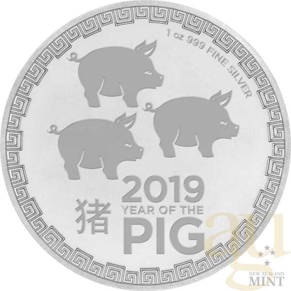 1 Unze Silbermünze Niue Schwein 2019