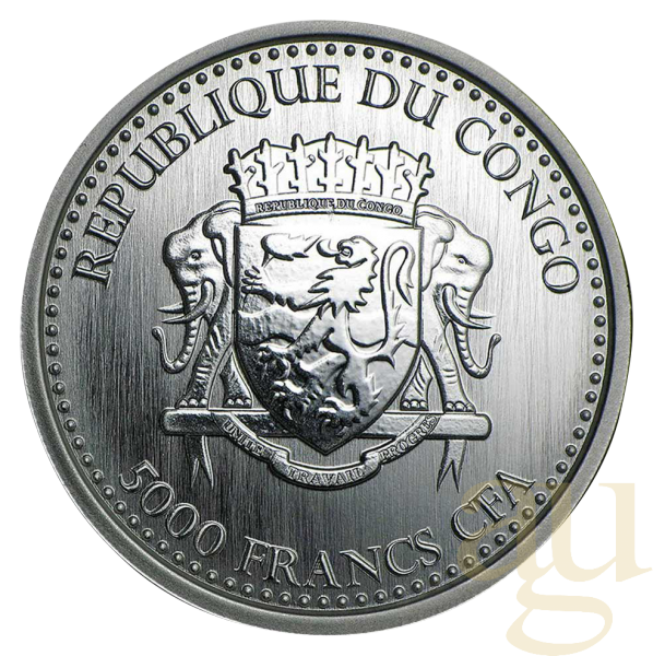 1 Unze Silbermünze Afrika Kongo Silberrücken Gorilla 2015