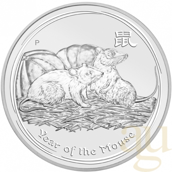1/2 Unze Silbermünze Australien Lunar II Maus 2008