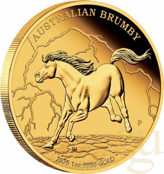 1 Unze Goldmünze Australien Brumby 2025 - polierte Platte