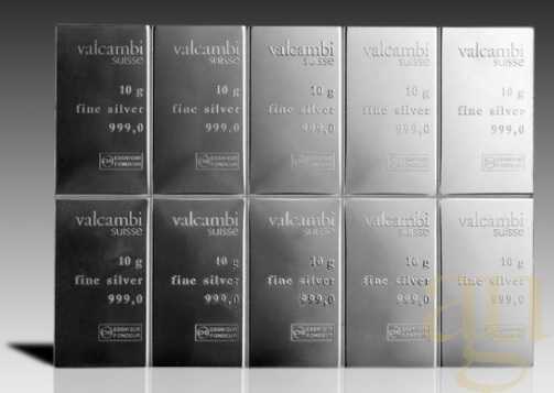 10 x 10g Silber Tafelbarren - Combibarren