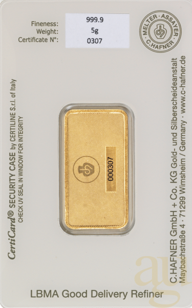 5 Gramm Goldbarren C. Hafner
