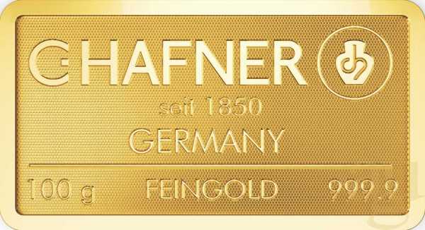 100 Gramm Goldbarren C. Hafner
