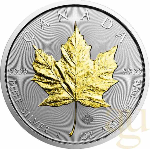 1 Unze Silbermünze Maple Leaf 2018 teilvergoldet