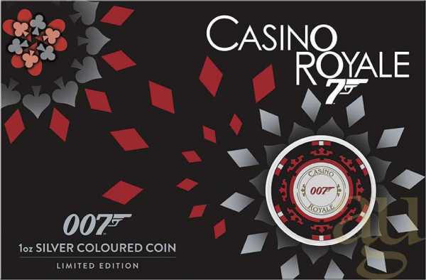 1 Unze Silbermünze Tuvalu James Bond - Casino Royale Chip 2023 coloriert - Coincard