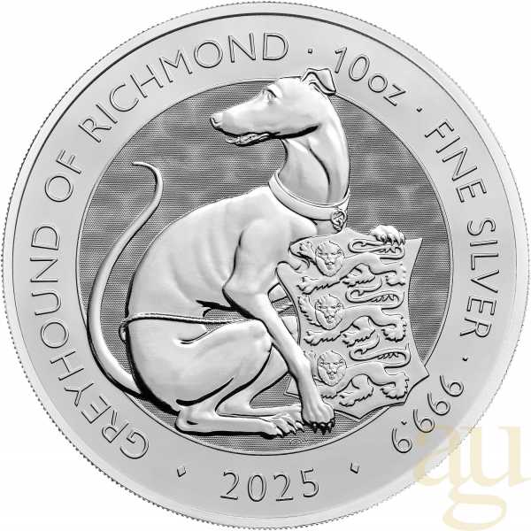 10 Unzen Silbermünze Tudor Beasts Greyhound 2025