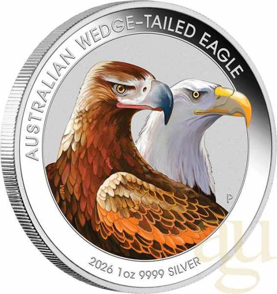 1 Unze Silbermünze Australien Wedge Tailed Eagle 2026 coloriert - Coincard