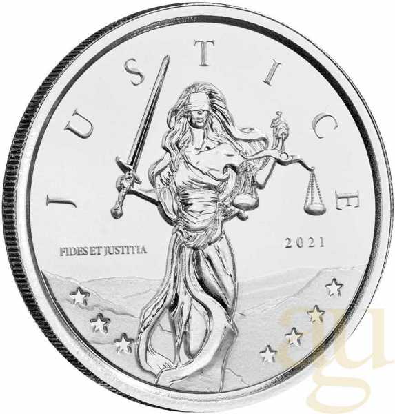 1 Unze Silbermünze Gibraltar Lady Justice 2021