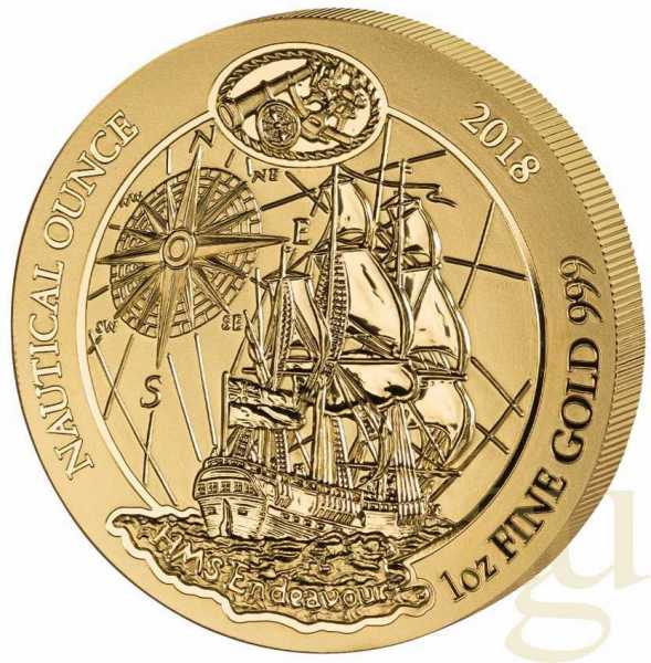 1 Unze Goldmünze Ruanda Nautical Serie - HMS Endeavour 2018