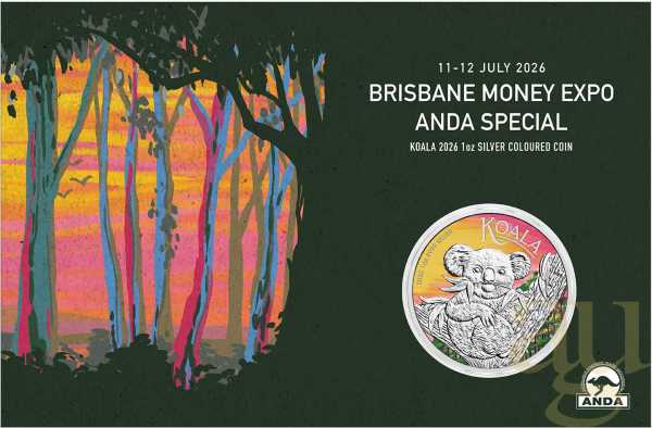 1 Unze Silbermünze Australien Koala 2026 ANDA Special coloriert - Coincard