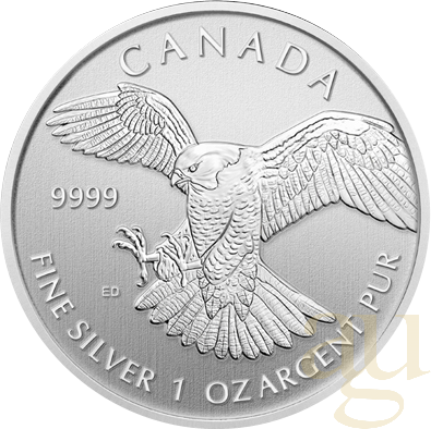 1 Unze Silbermünze Canada Birds of Prey - Peregrine Falcon 2014 - Wanderfalke