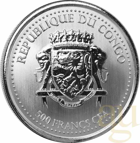 1 Unze Silbermünze Afrika Kongo Silberrücken Gorilla 2023