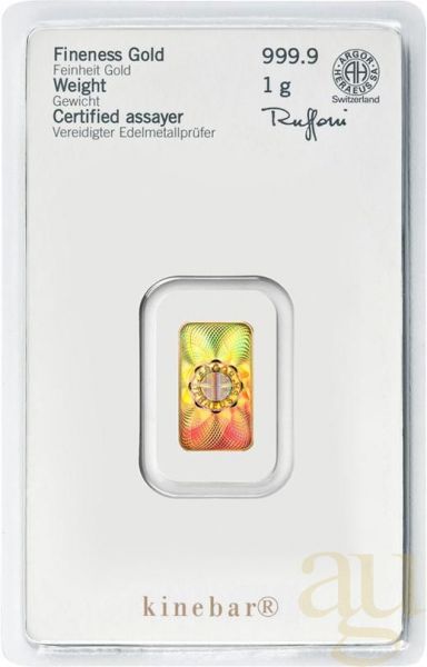 1 Gramm Goldbarren Heraeus Kinebar