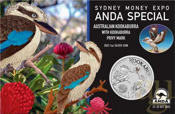 1 Unze Silbermünze Australien Kookaburra 2023 - Kookaburra Privy Mark