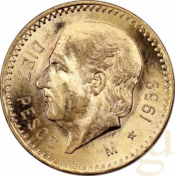 10 Diez Pesos Goldmünze Mexiko Hidalgo