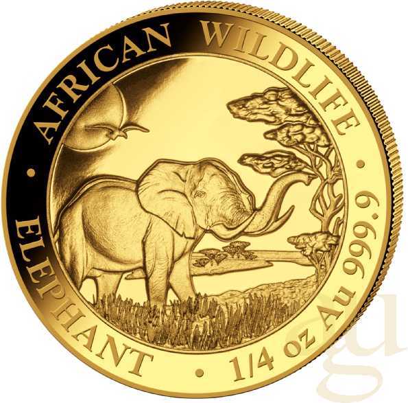 1/4 Unze Goldmünze Somalia Elefant 2019