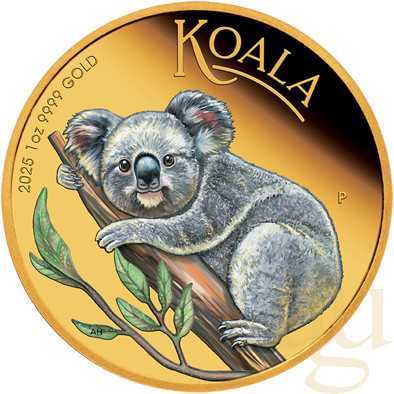 1 Unze Goldmünze Australien Koala 2025 polierte Platte - coloriert