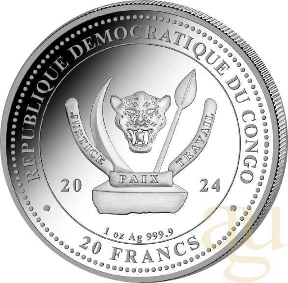 1 Unze Silbermünze Kongo World´s Wildlife - Wanderfalke 2024