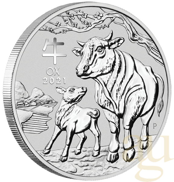 1 Unze Silbermünze Australien Lunar III Ochse 2021