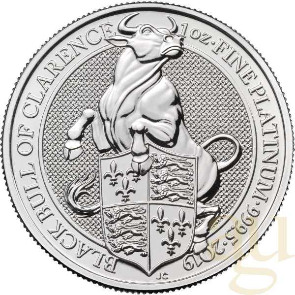 1 Unze Platinmünze Queens Beasts Black Bull 2019
